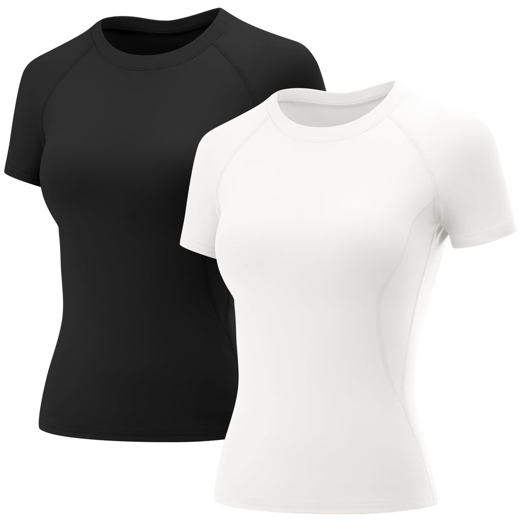 LOMON Womens Workout Short Sleeve Tops Crew Neck Raglan Athletic Shirts