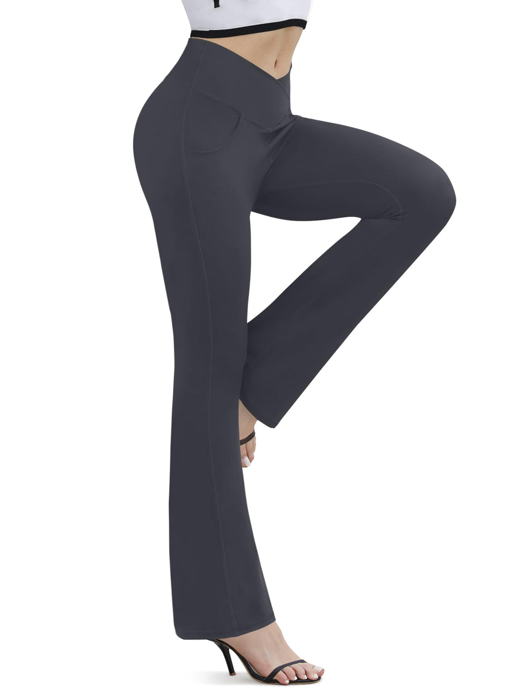 Yoga Pants for Women Flare Leggings with Pockets Crossover Yoga Leggings