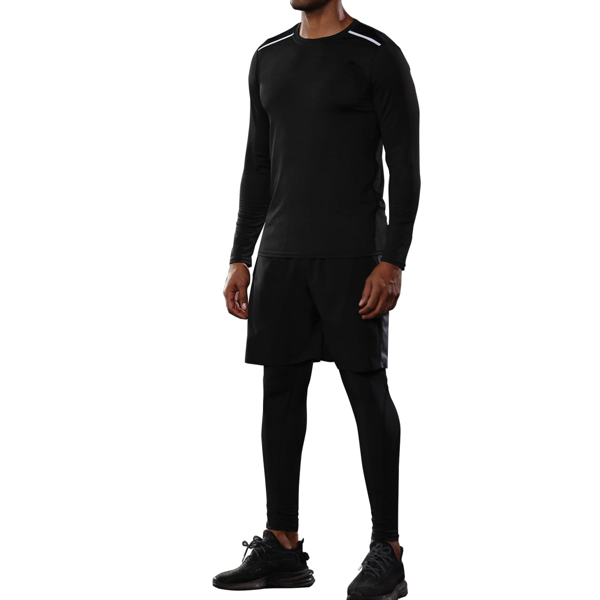 BUYJYA 5Pcs Men's Workout Gym Clothes Set Athletic Fitness Clothing