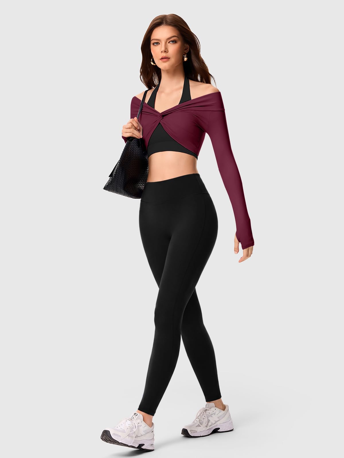 Halter Sports Bra with Adjustable Strap