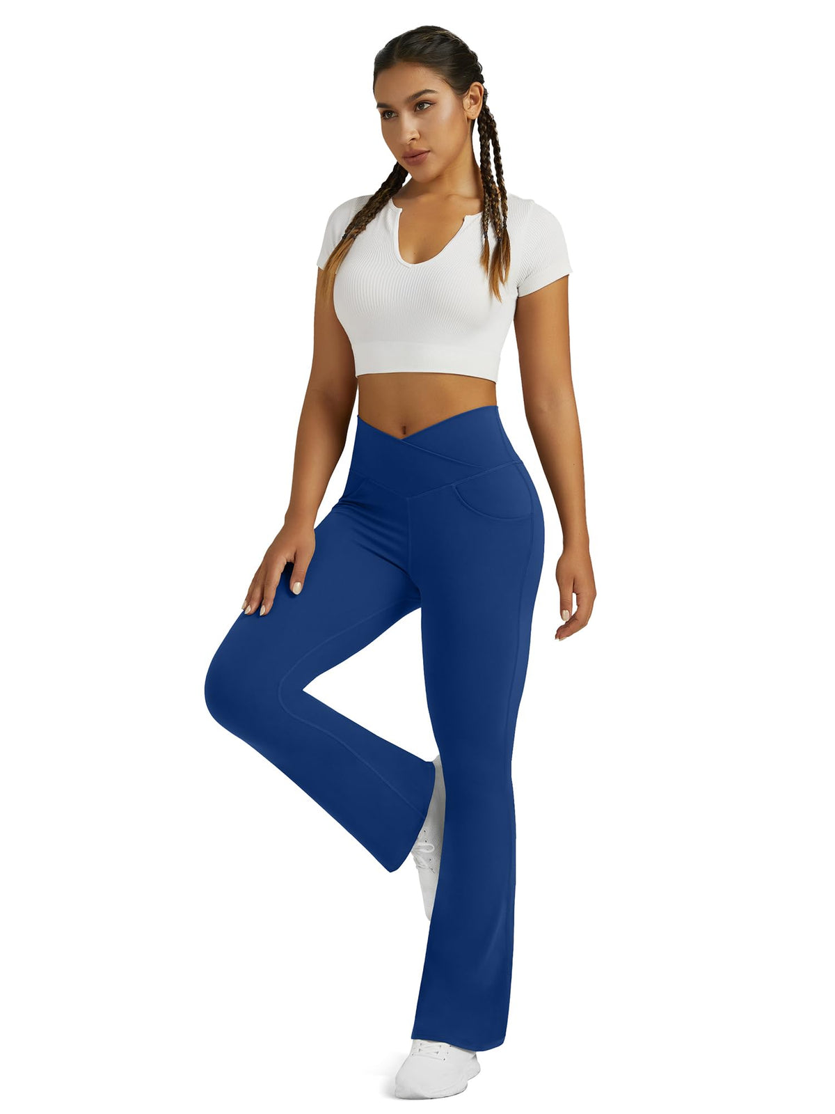 Yoga Pants for Women Flare Leggings with Pockets Crossover Yoga Leggings