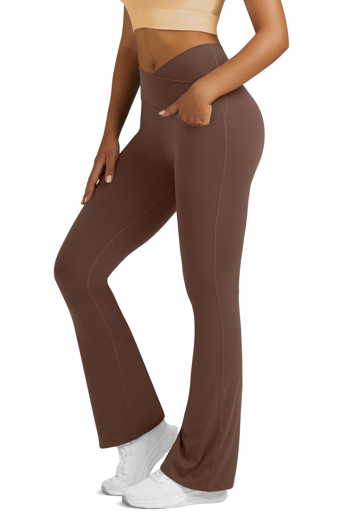 Yoga Pants for Women Flare Leggings with Pockets Crossover Yoga Leggings