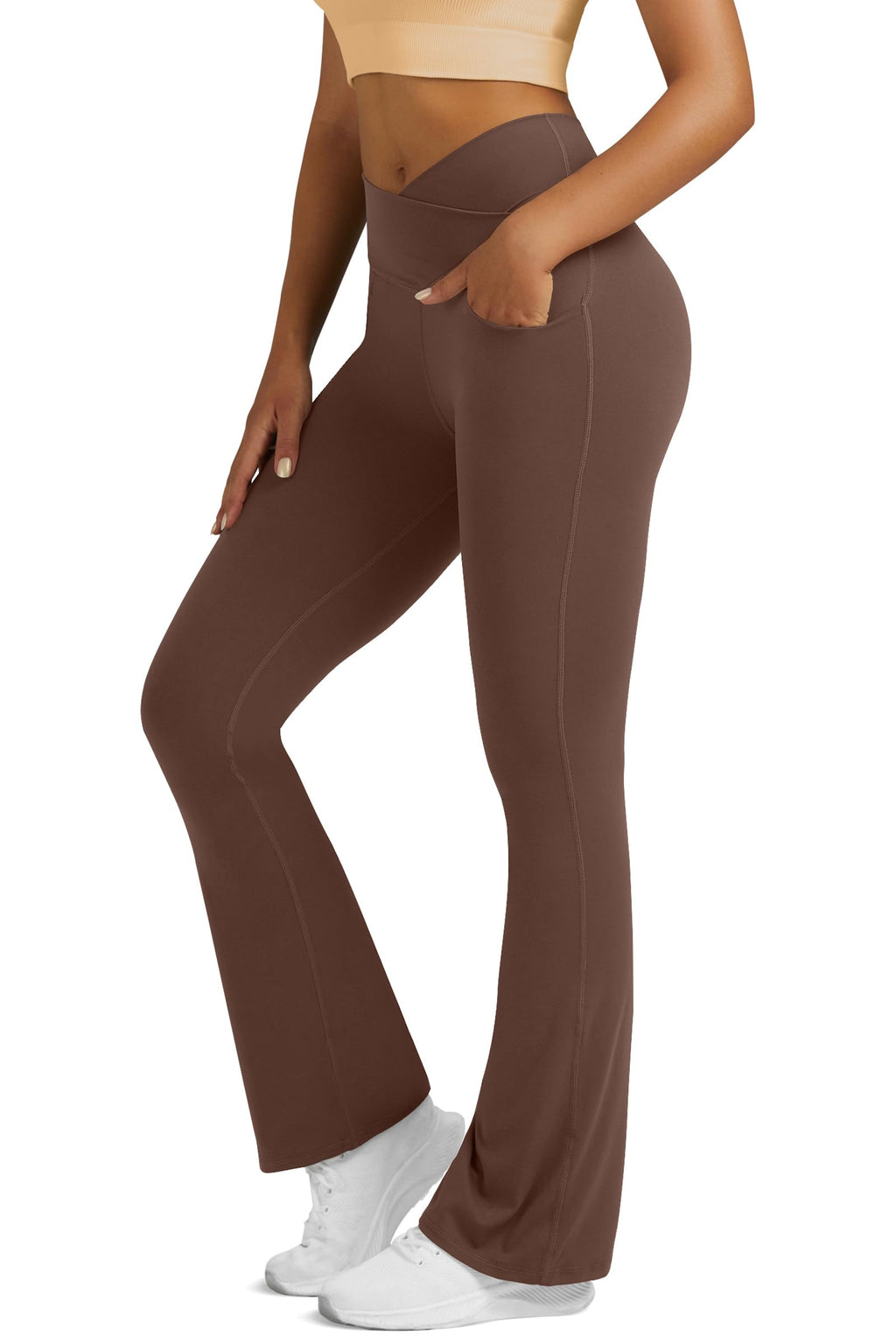 Yoga Pants for Women Flare Leggings with Pockets Crossover Yoga Leggings