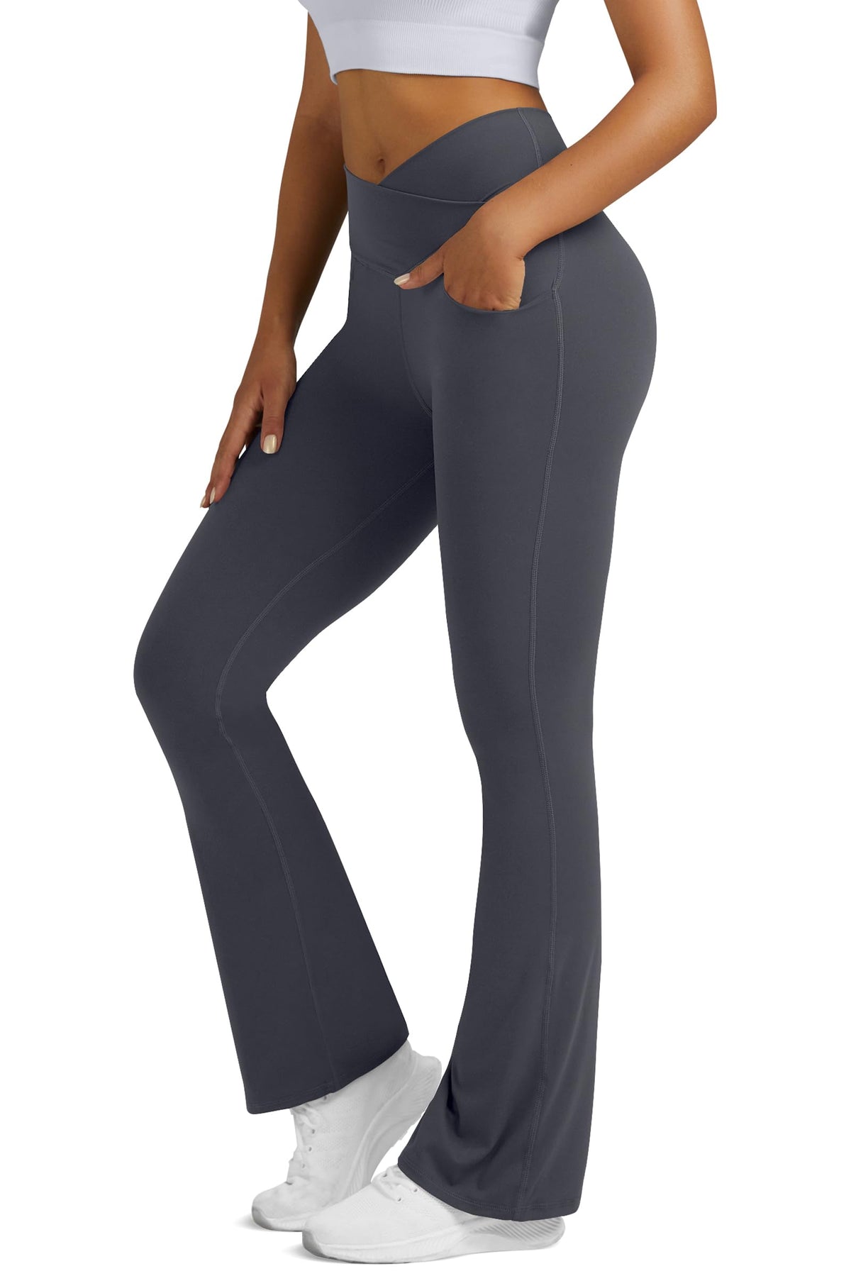 Yoga Pants for Women Flare Leggings with Pockets Crossover Yoga Leggings