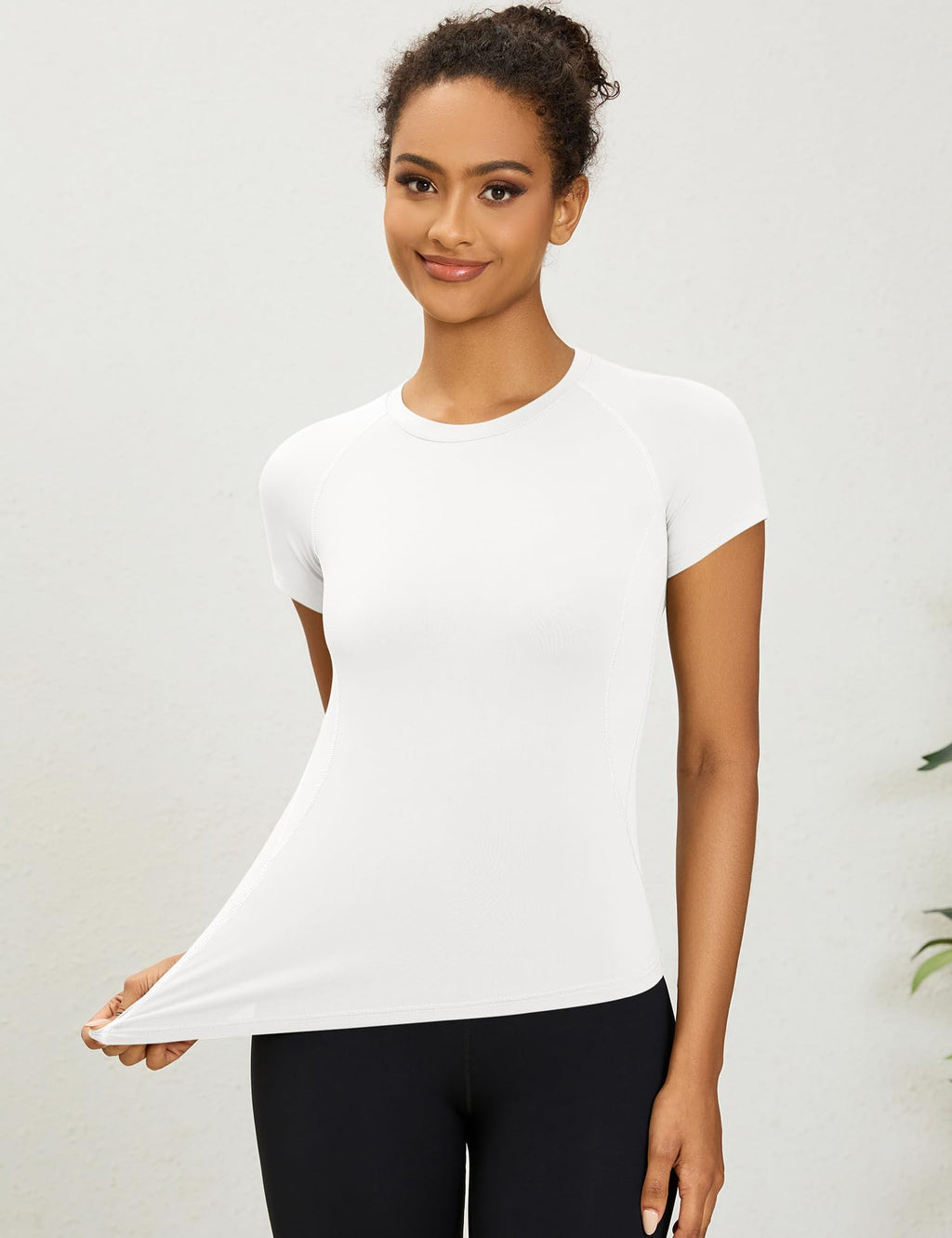 LOMON Womens Workout Short Sleeve Tops Crew Neck Raglan Athletic Shirts