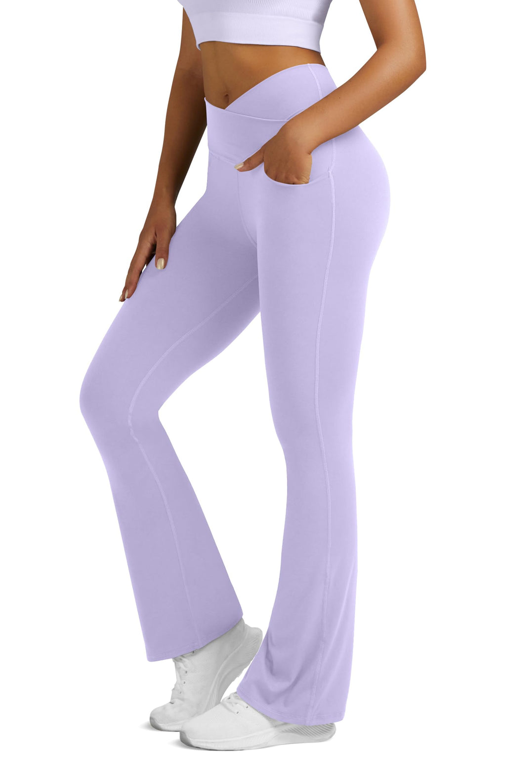 Yoga Pants for Women Flare Leggings with Pockets Crossover Yoga Leggings