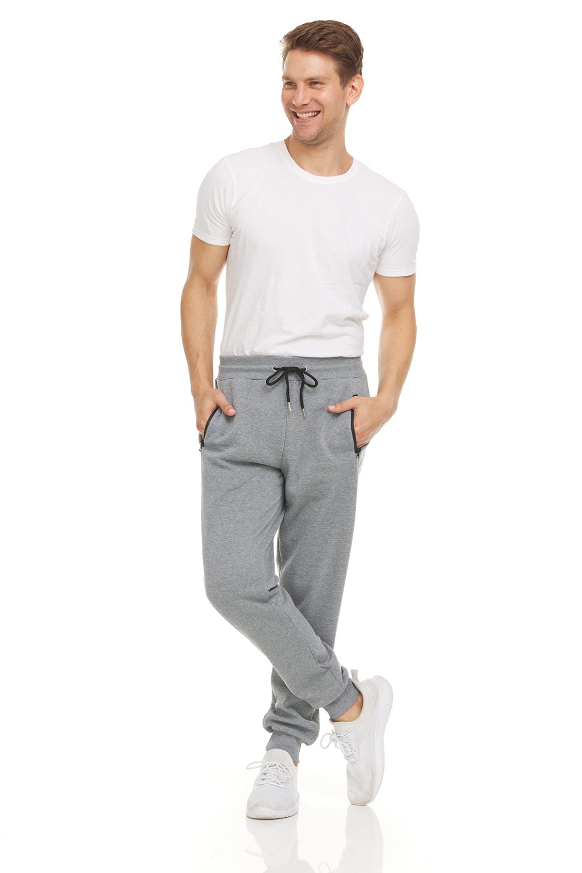 PURE CHAMP Sweatpants for Men 3 Pack Fleece Athletic Workout Joggers Mens Sweatpants with Zipper Pockets Size S-3XL