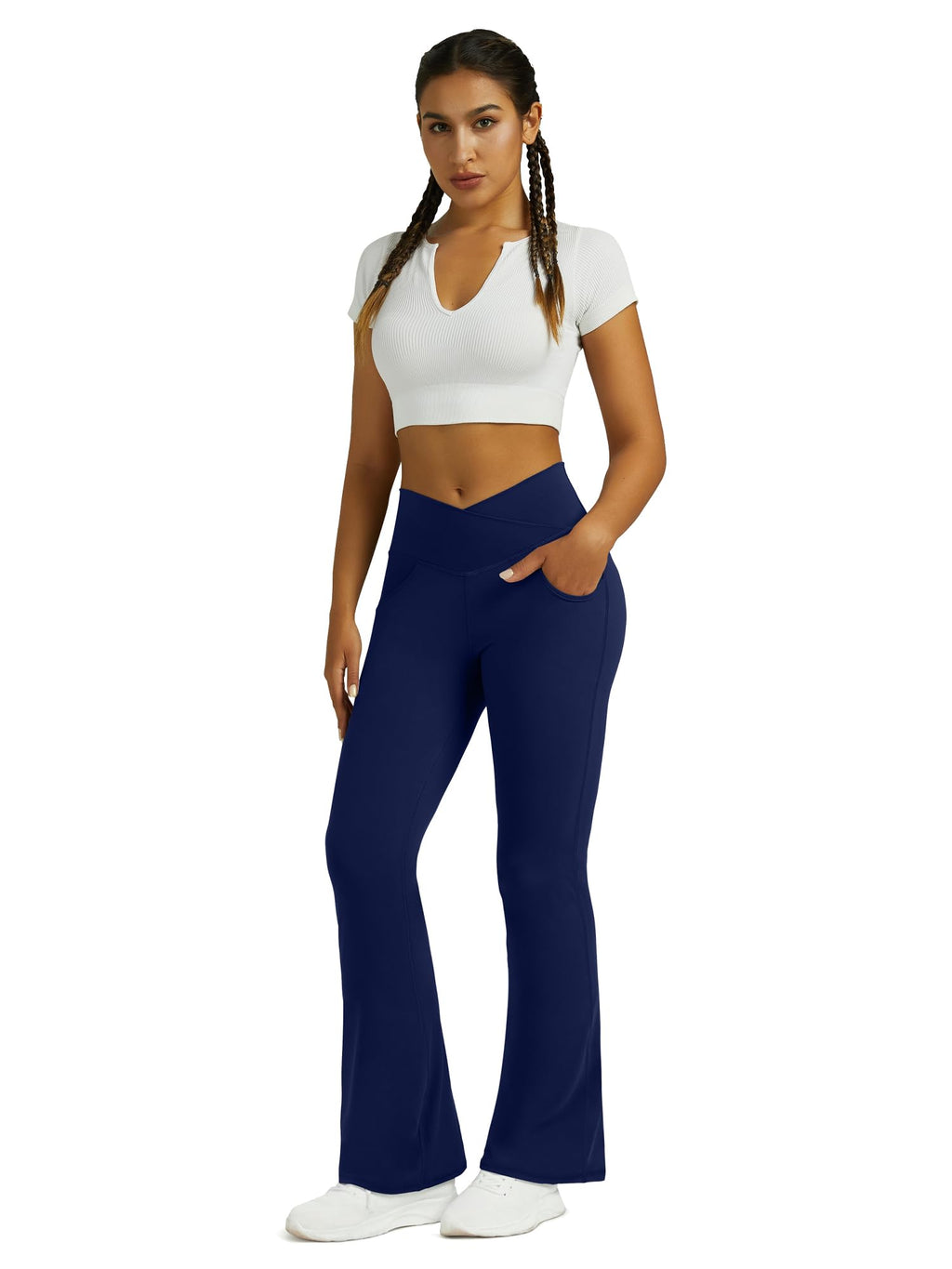 Yoga Pants for Women Flare Leggings with Pockets Crossover Yoga Leggings