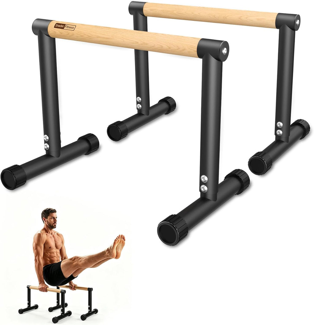 SNADER Wood Parallettes, Calisthenics Dip Bar & Push Up Bar