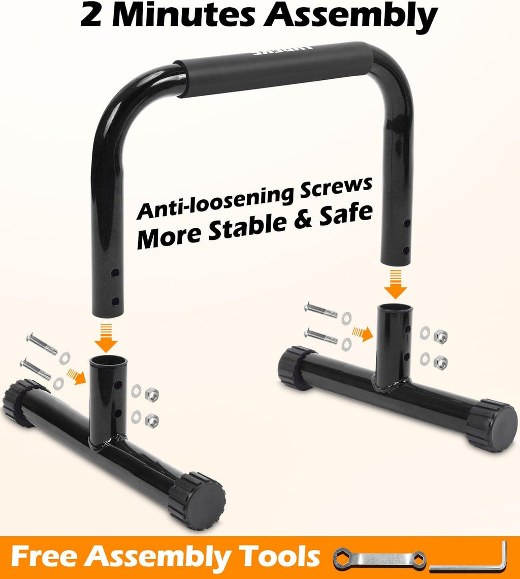 TABEKE Push Up Bar, 14'' High Steel Parallettes & Dip Bar with Full Coverage Foam Handle, Heavy-Duty Calisthenics Parallel Bars for L-Sit, Dips, Home Gym Strength Training Workout