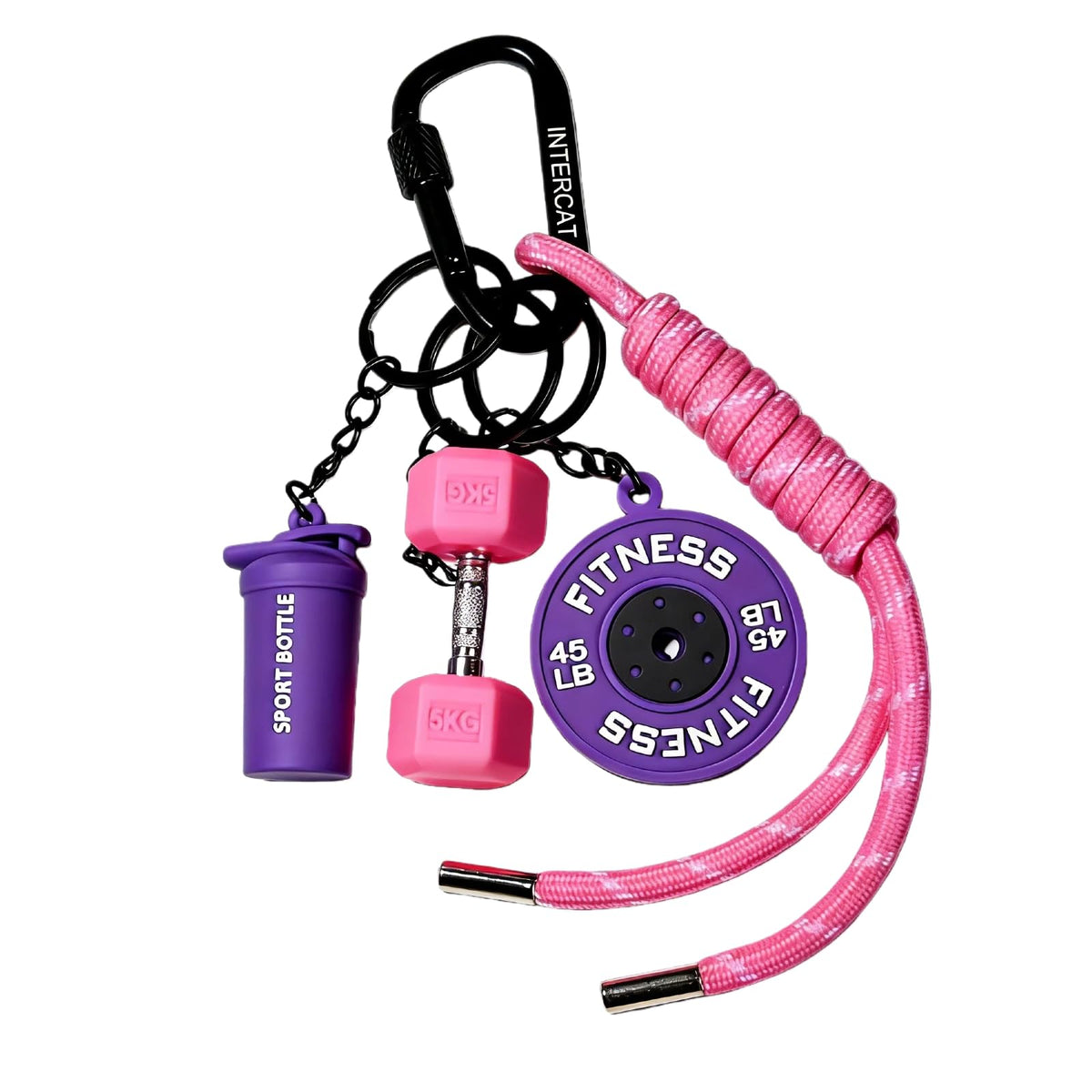 InterCat Gym Keychain for Women Men, Fitness Keychain Set