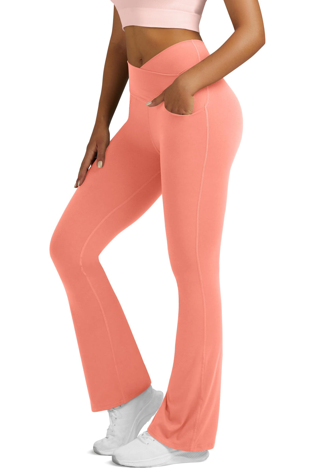 Yoga Pants for Women Flare Leggings with Pockets Crossover Yoga Leggings