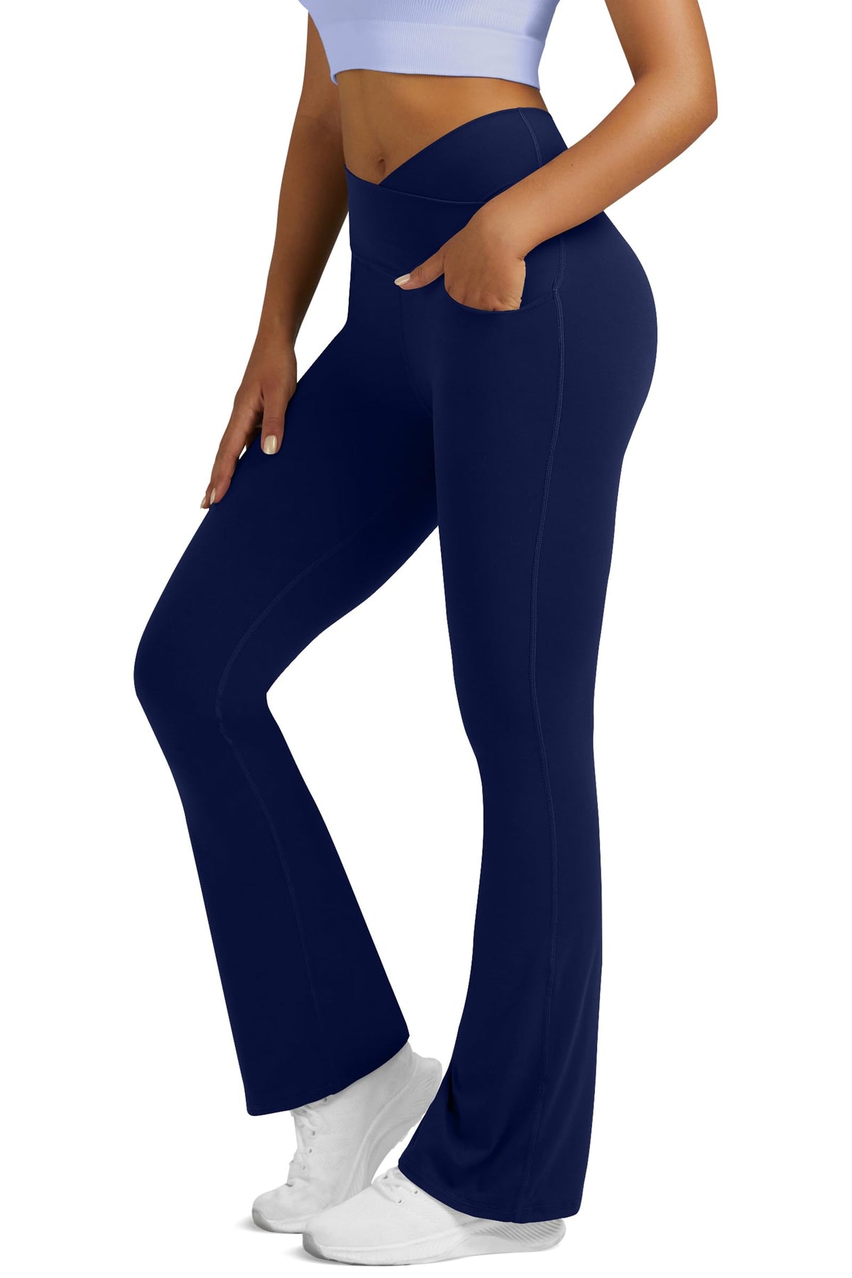 Yoga Pants for Women Flare Leggings with Pockets Crossover Yoga Leggings