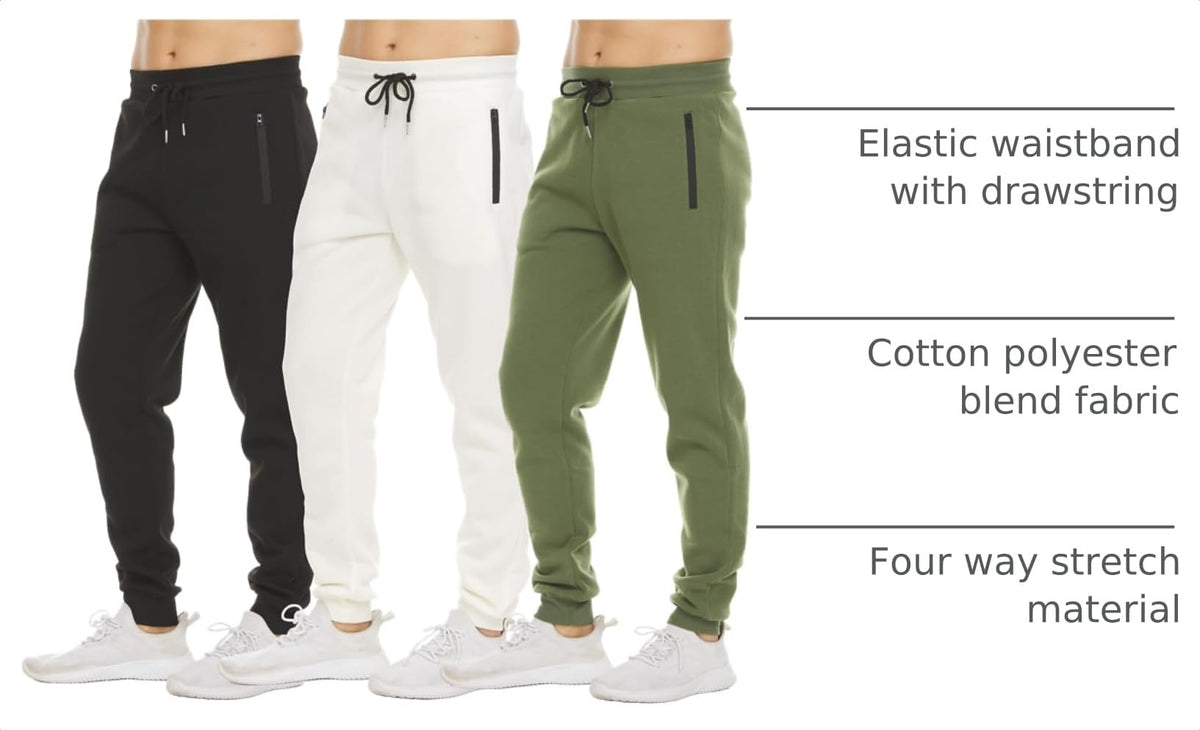 PURE CHAMP Sweatpants for Men 3 Pack Fleece Athletic Workout Joggers Mens Sweatpants with Zipper Pockets Size S-3XL