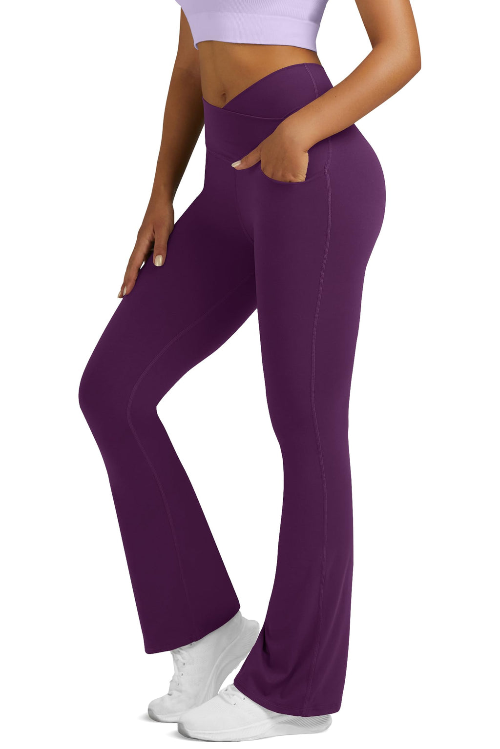 Yoga Pants for Women Flare Leggings with Pockets Crossover Yoga Leggings