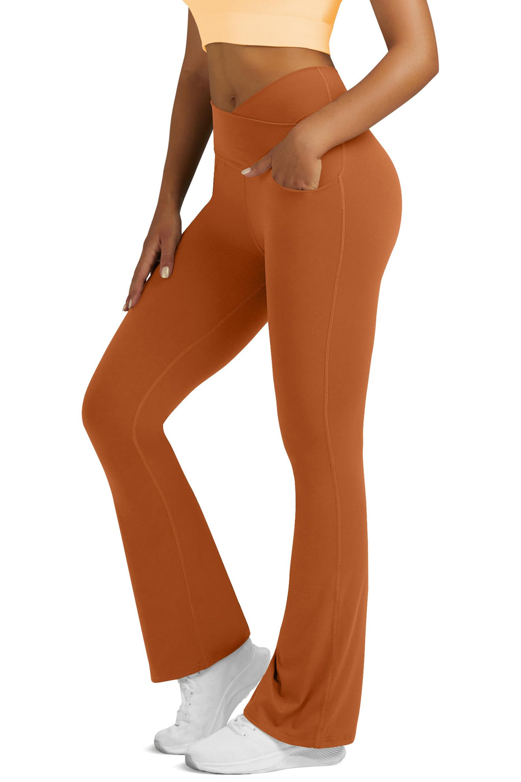 Yoga Pants for Women Flare Leggings with Pockets Crossover Yoga Leggings