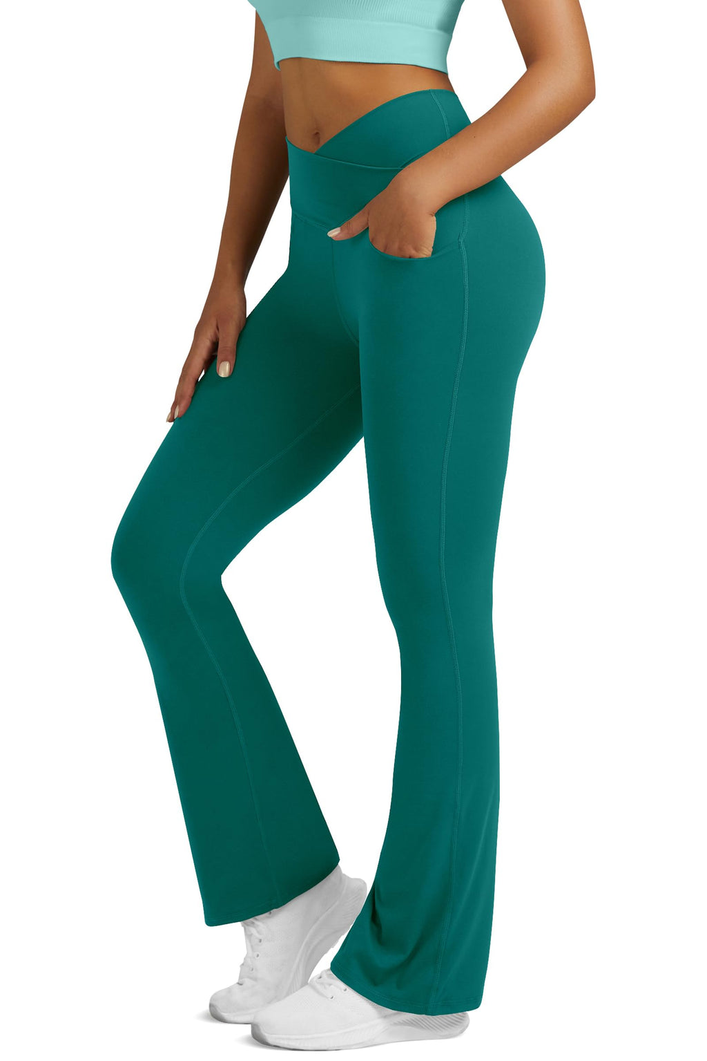 Yoga Pants for Women Flare Leggings with Pockets Crossover Yoga Leggings
