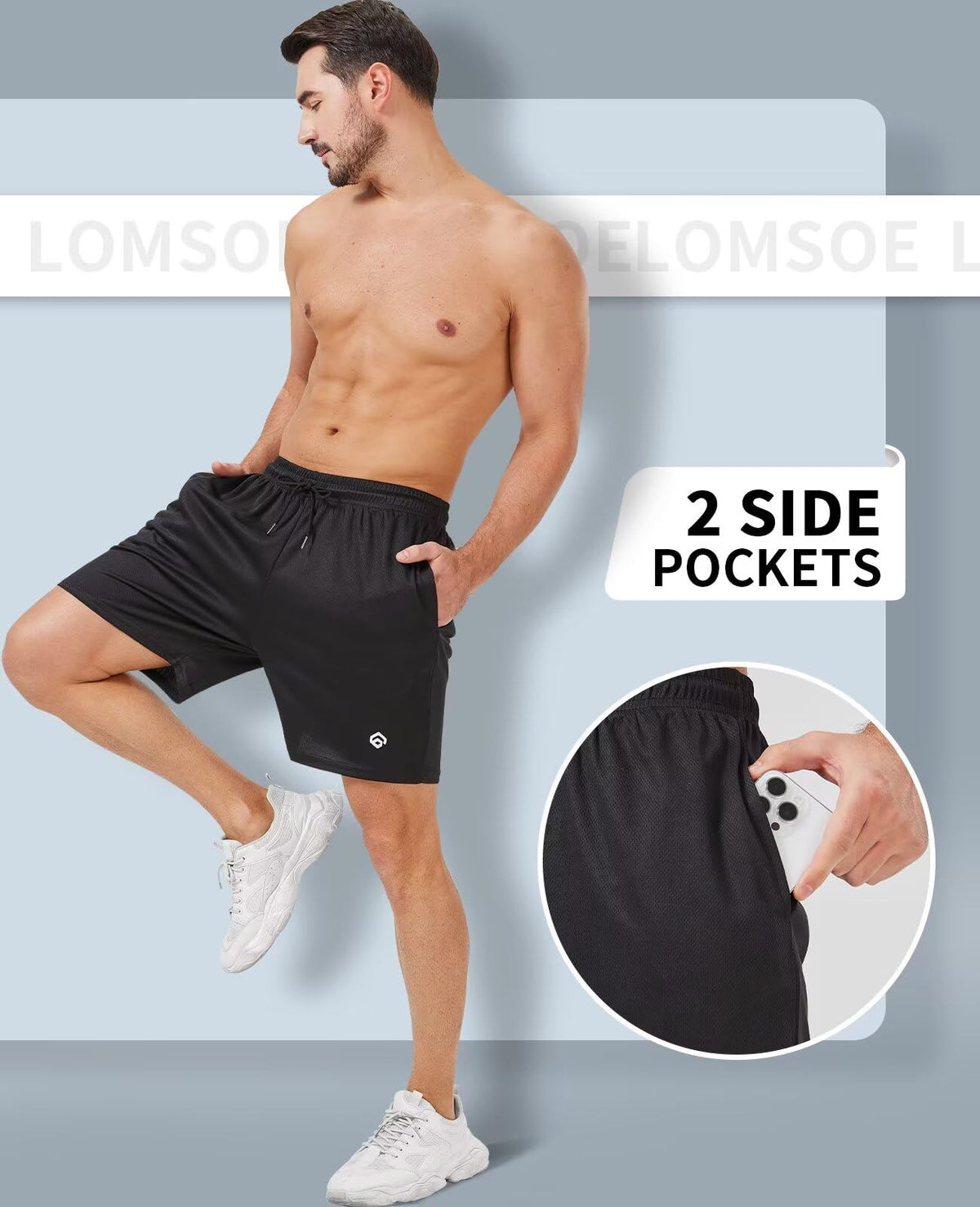 lomsoe 5er Pack Sporthose Herren Kurz 5 Zoll, Mesh Sport Shorts Herren Schnell Trocknend Leicht Sommer, Running Gym Laufhose Herren Kurz Jogginghose Aktiv mit Taschen