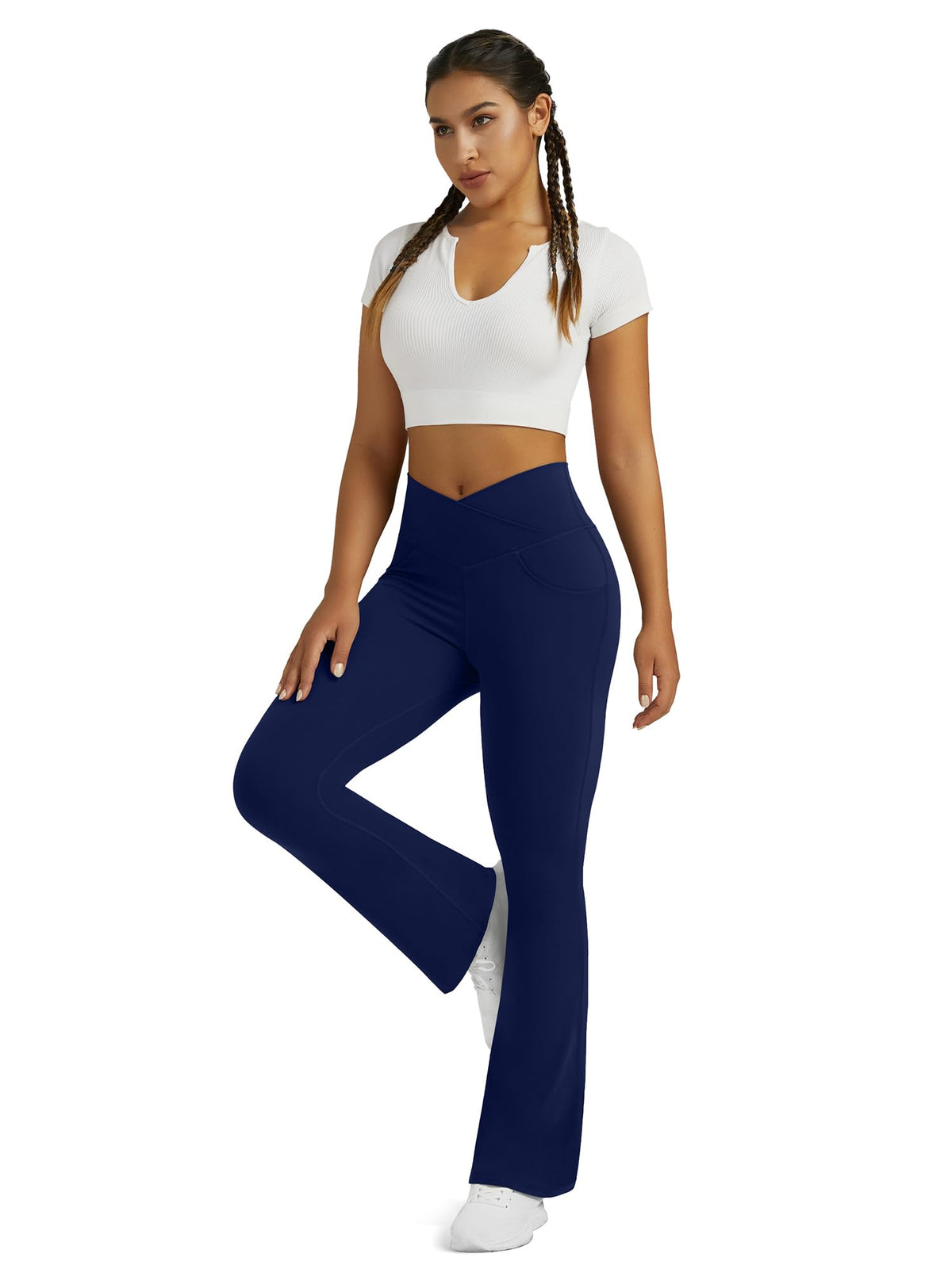 Yoga Pants for Women Flare Leggings with Pockets Crossover Yoga Leggings