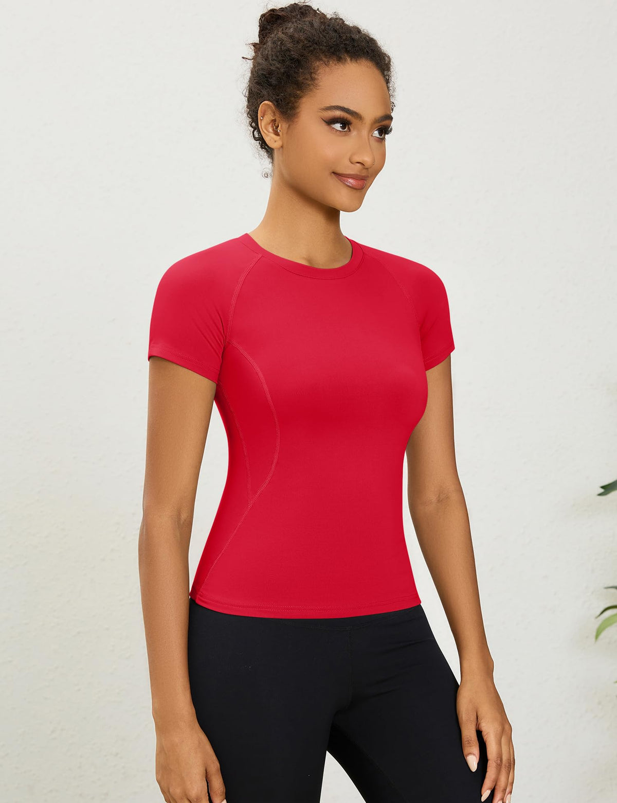 LOMON Womens Workout Short Sleeve Tops Crew Neck Raglan Athletic Shirts