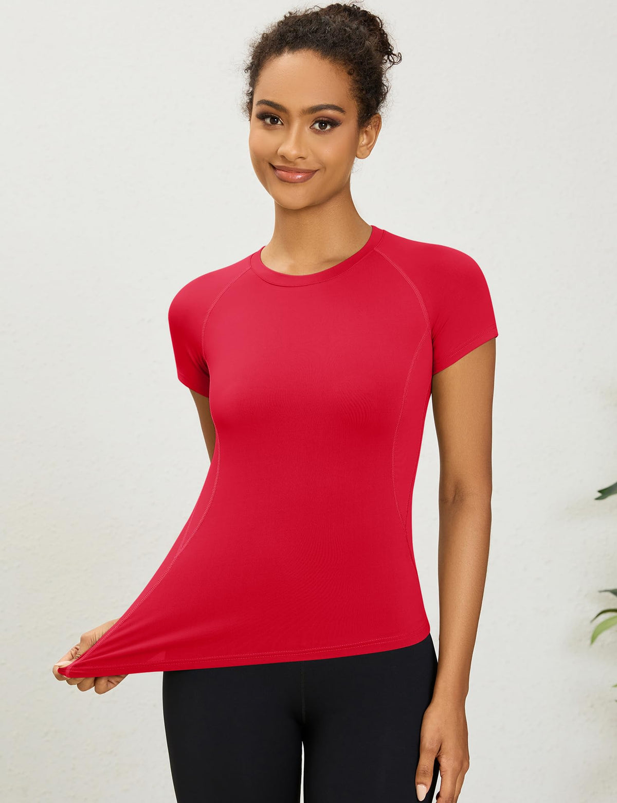 LOMON Womens Workout Short Sleeve Tops Crew Neck Raglan Athletic Shirts