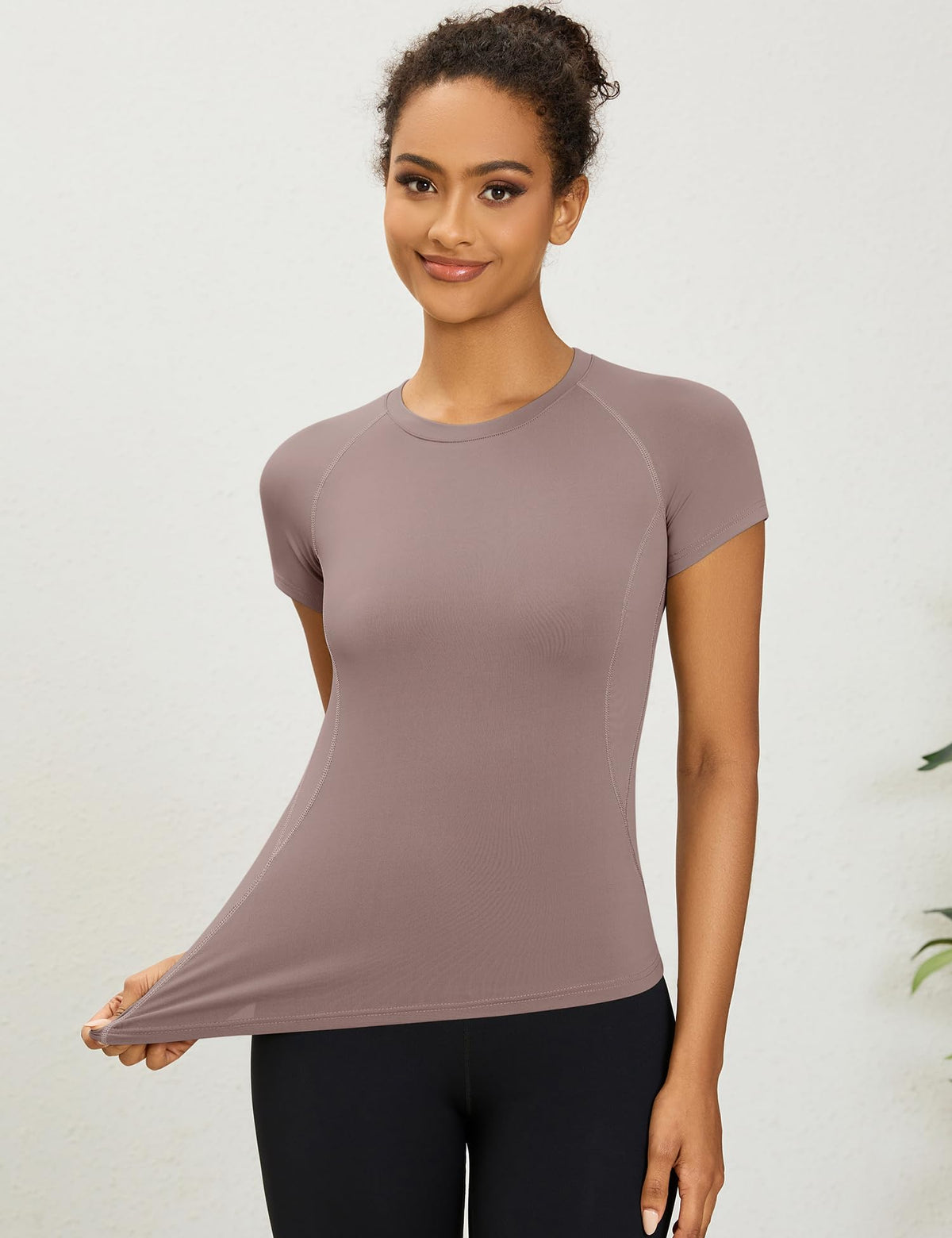 LOMON Womens Workout Short Sleeve Tops Crew Neck Raglan Athletic Shirts