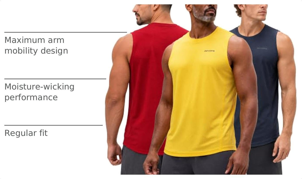 DEVOPS 3 Pack Men's Tank Tops Sleeveless Muscle Shirts Dry Fit Mesh Workout