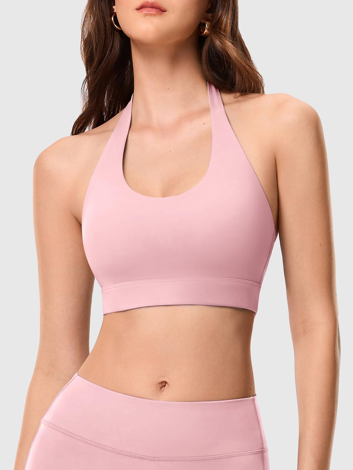 Halter Sports Bra with Adjustable Strap