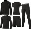 BUYJYA 5Pcs Men's Workout Gym Clothes Set Athletic Fitness Clothing