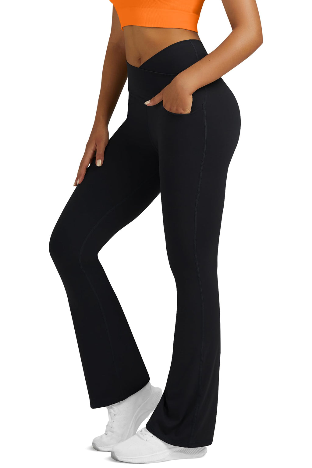 Yoga Pants for Women Flare Leggings with Pockets Crossover Yoga Leggings