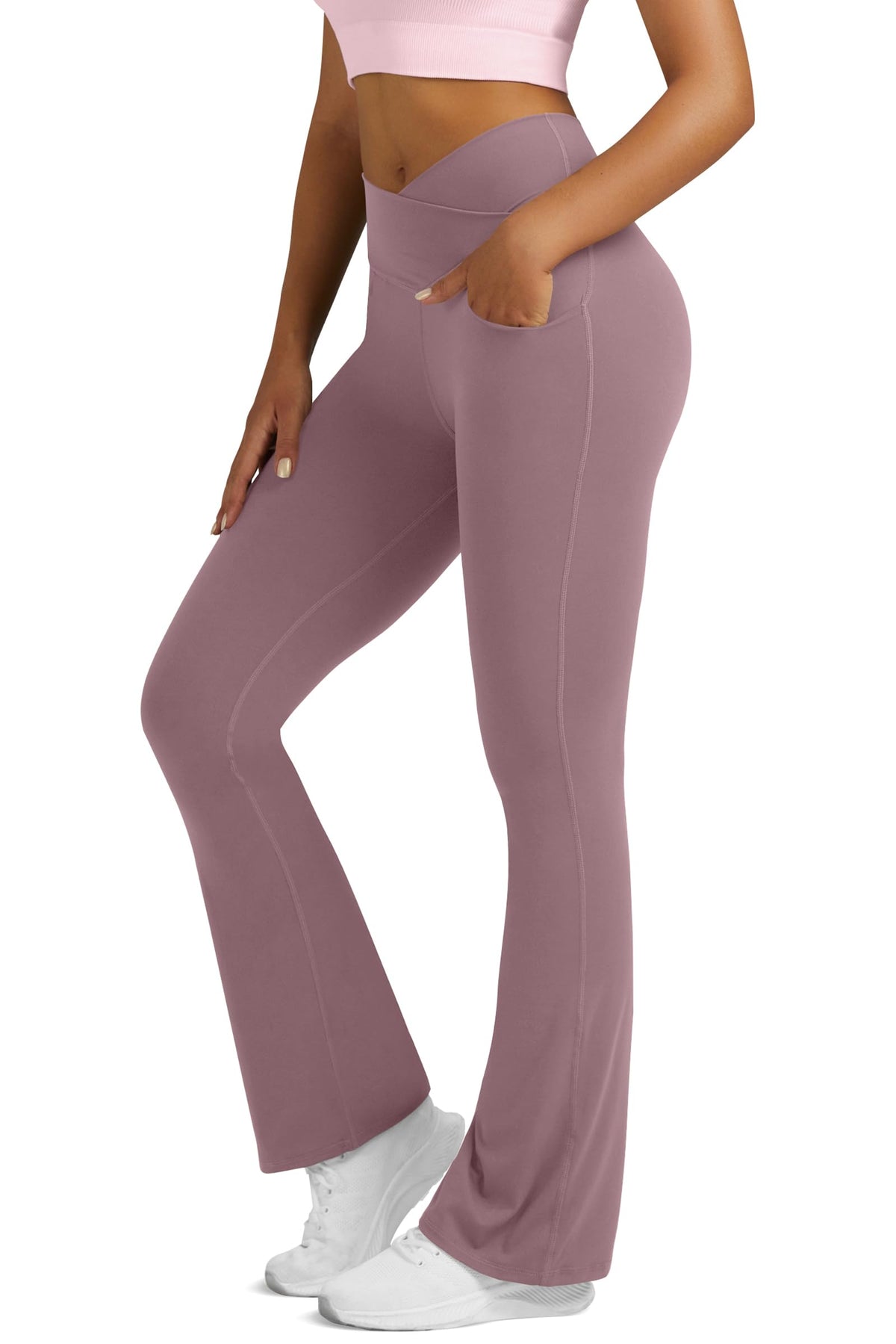Yoga Pants for Women Flare Leggings with Pockets Crossover Yoga Leggings