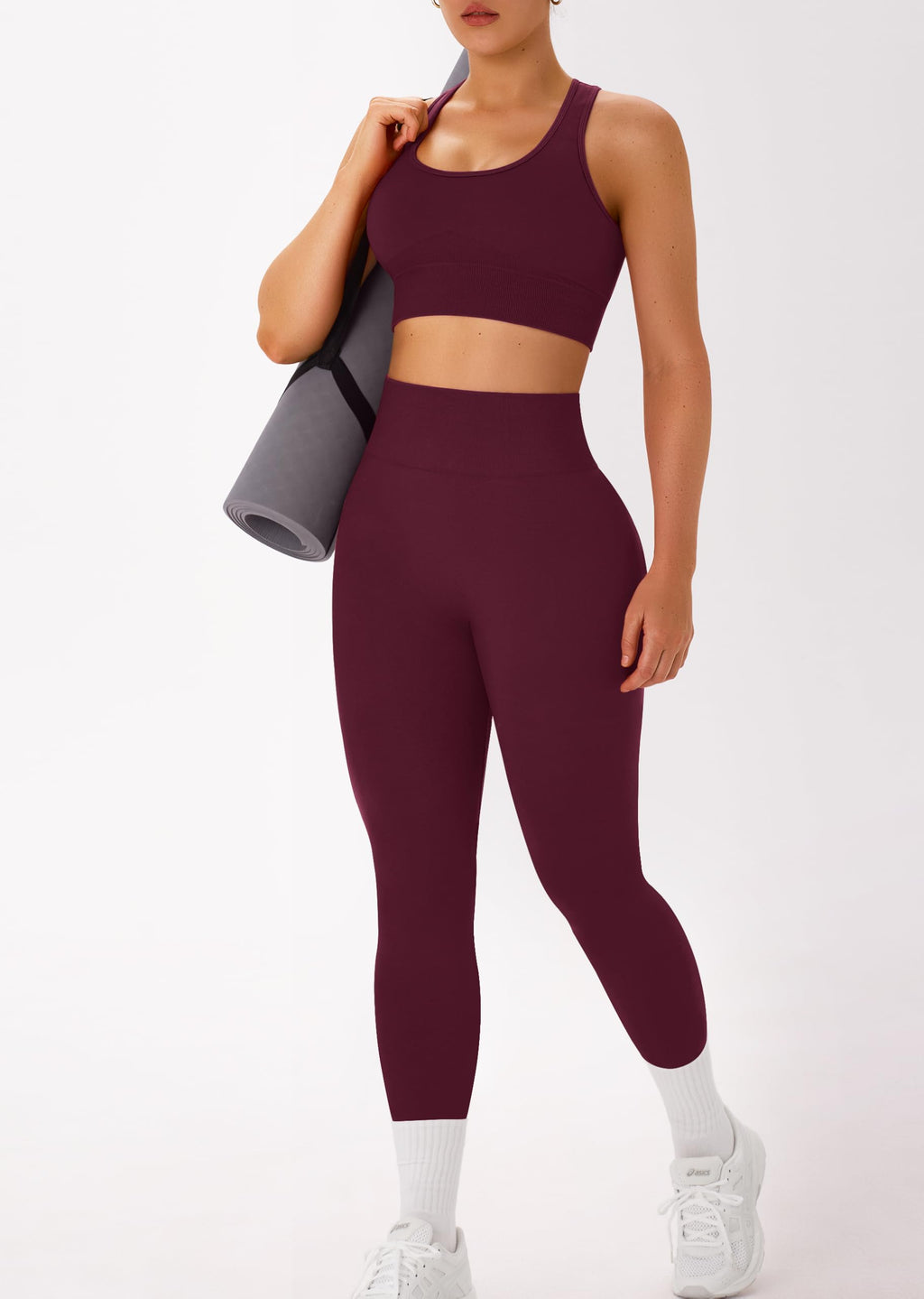 OLCHEE Womens Workout Sets 2 Piece Racerback Sports Bra High Waist Leggings