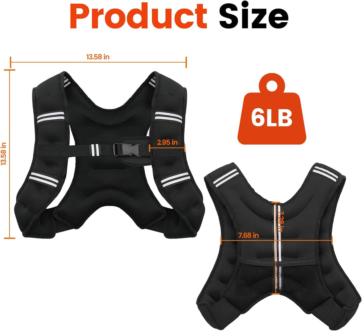 Poudee Weighted Vest, 6lb/8lb/10lb/12lb/16lb/20lb/25lb/30lb Weight Vest for Men Women, Body Weight Vests Adjustable with Reflective Stripe for Strength Training, Running, Workout, Jogging, Walking