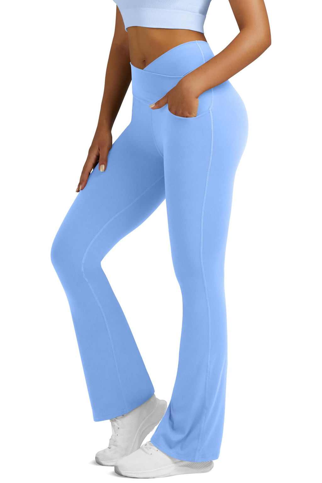 Yoga Pants for Women Flare Leggings with Pockets Crossover Yoga Leggings