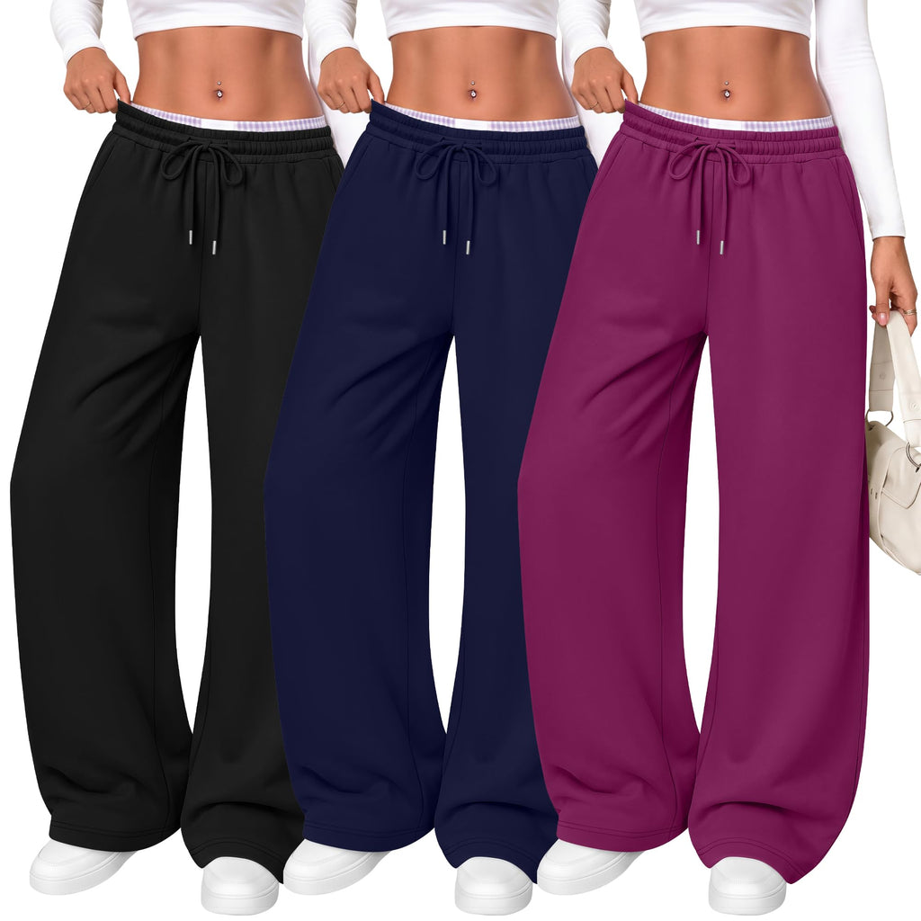 Women's Wide Leg Sweatpants (3-Pack)