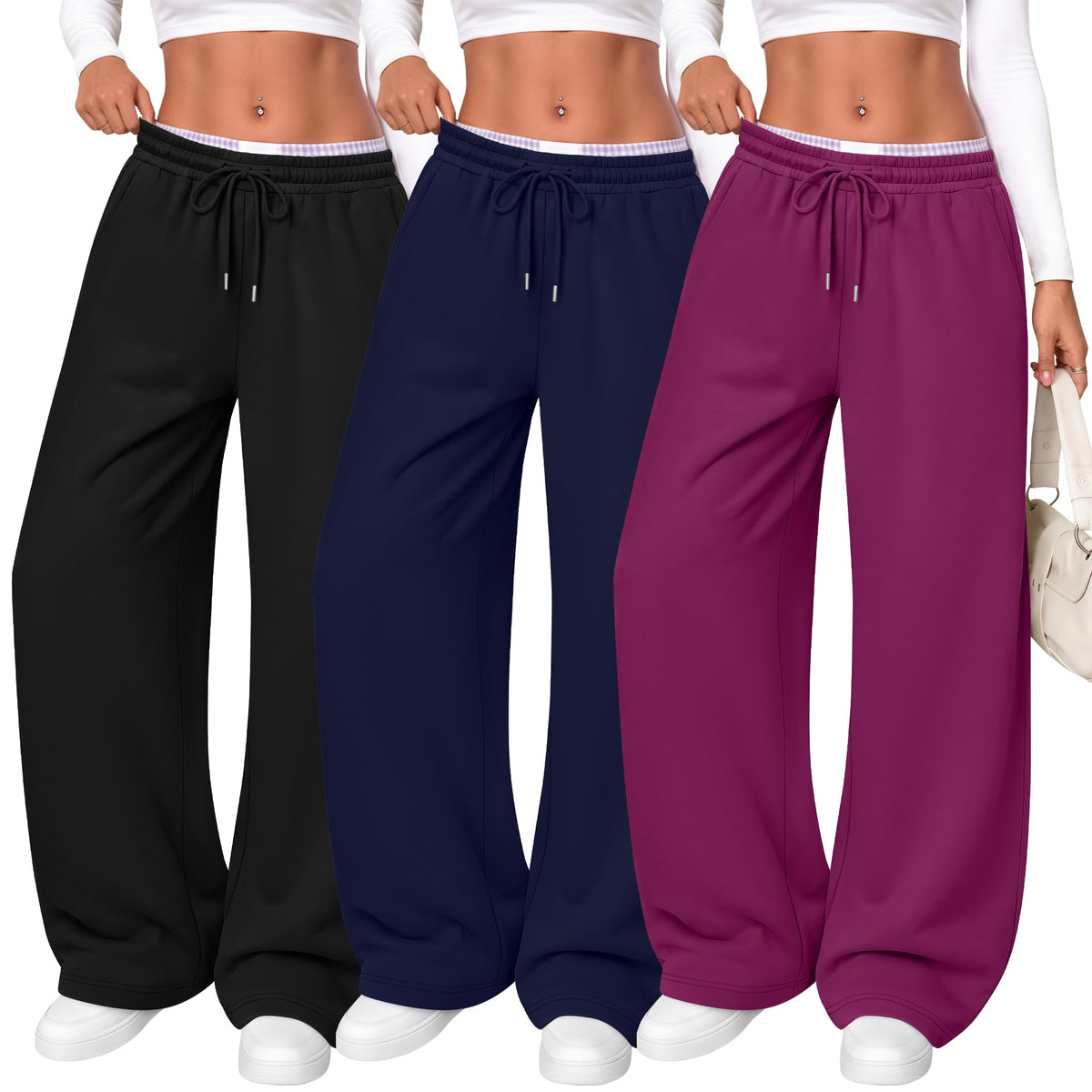 Women's Wide Leg Sweatpants (3-Pack)
