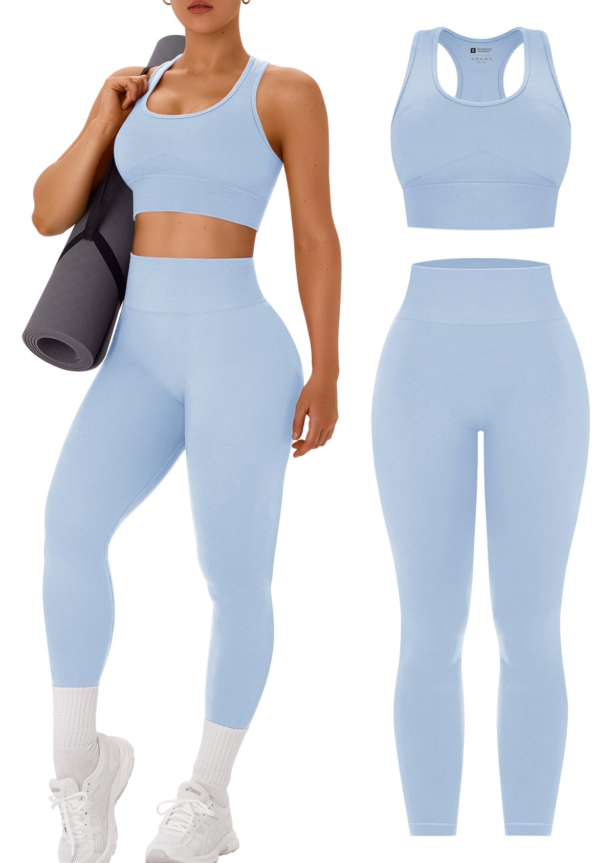 OLCHEE Womens Workout Sets 2 Piece Racerback Sports Bra High Waist Leggings