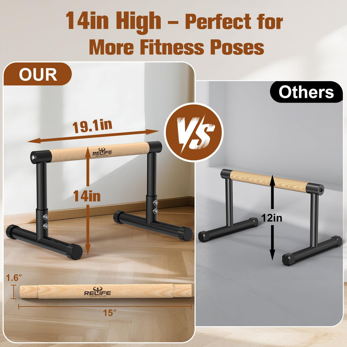 RELIFE REBUILD YOUR LIFE Dip Bar for Home Gym Training 400LBS Parallel Bars