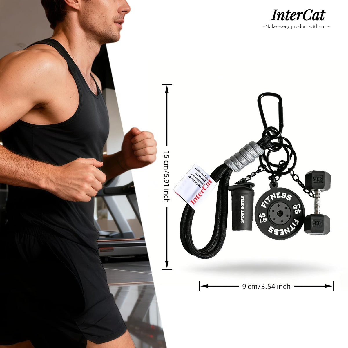 InterCat Gym Keychain for Women Men, Fitness Keychain Set