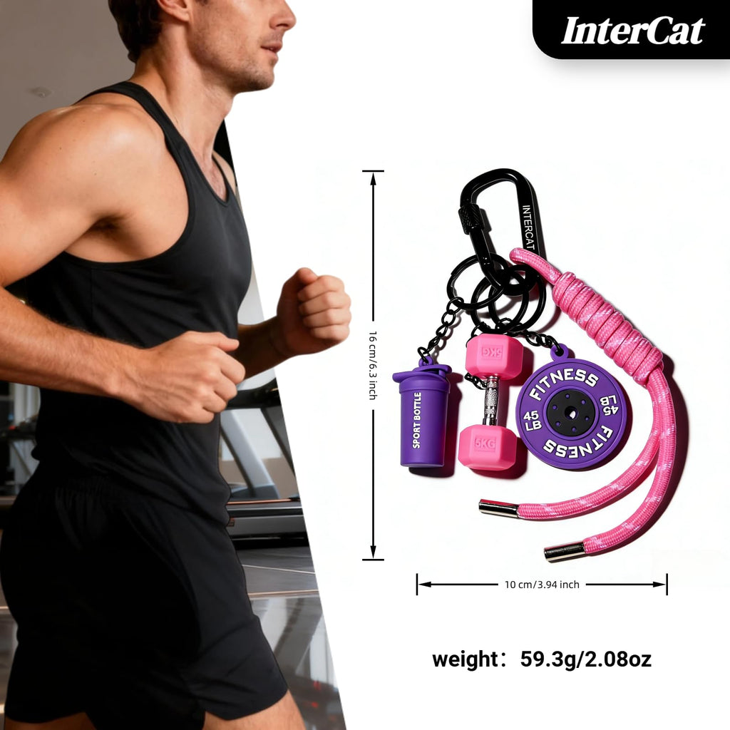 InterCat Gym Keychain for Women Men, Fitness Keychain Set