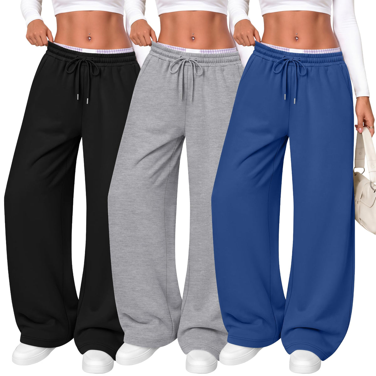 Women's Wide Leg Sweatpants (3-Pack)