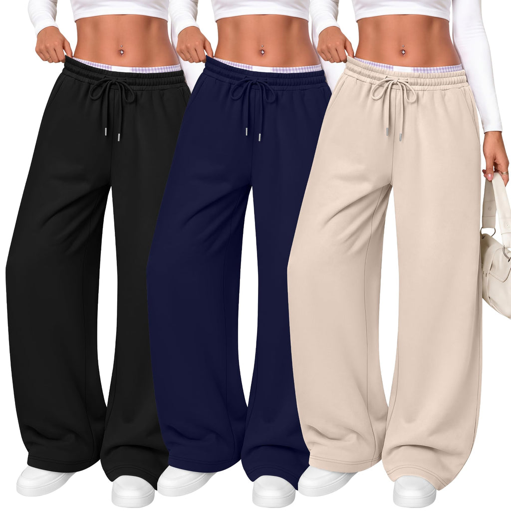 Women's Wide Leg Sweatpants (3-Pack)
