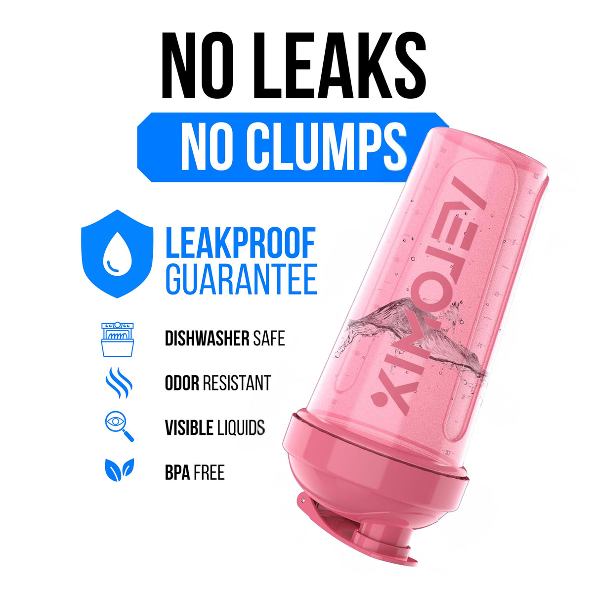 VELOMIX 2 Pack 28oz Protein Shaker Bottle for Protein Mixes, Black/Transpar