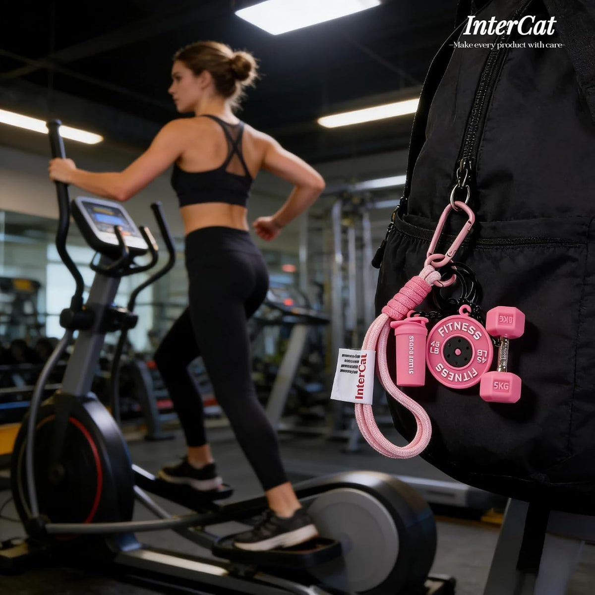 InterCat Gym Keychain for Women Men, Fitness Keychain Set
