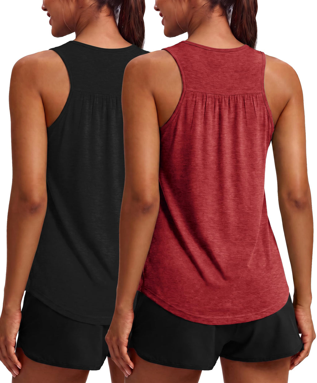 PINSPARK Workout Tank Tops for Women Racerback Athletic Gym Yoga Shirt