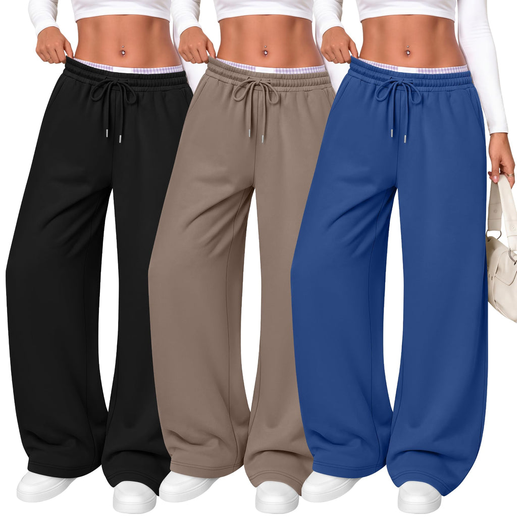 Women's Wide Leg Sweatpants (3-Pack)