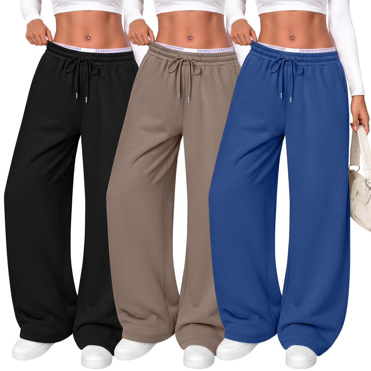 Women's Wide Leg Sweatpants (3-Pack)