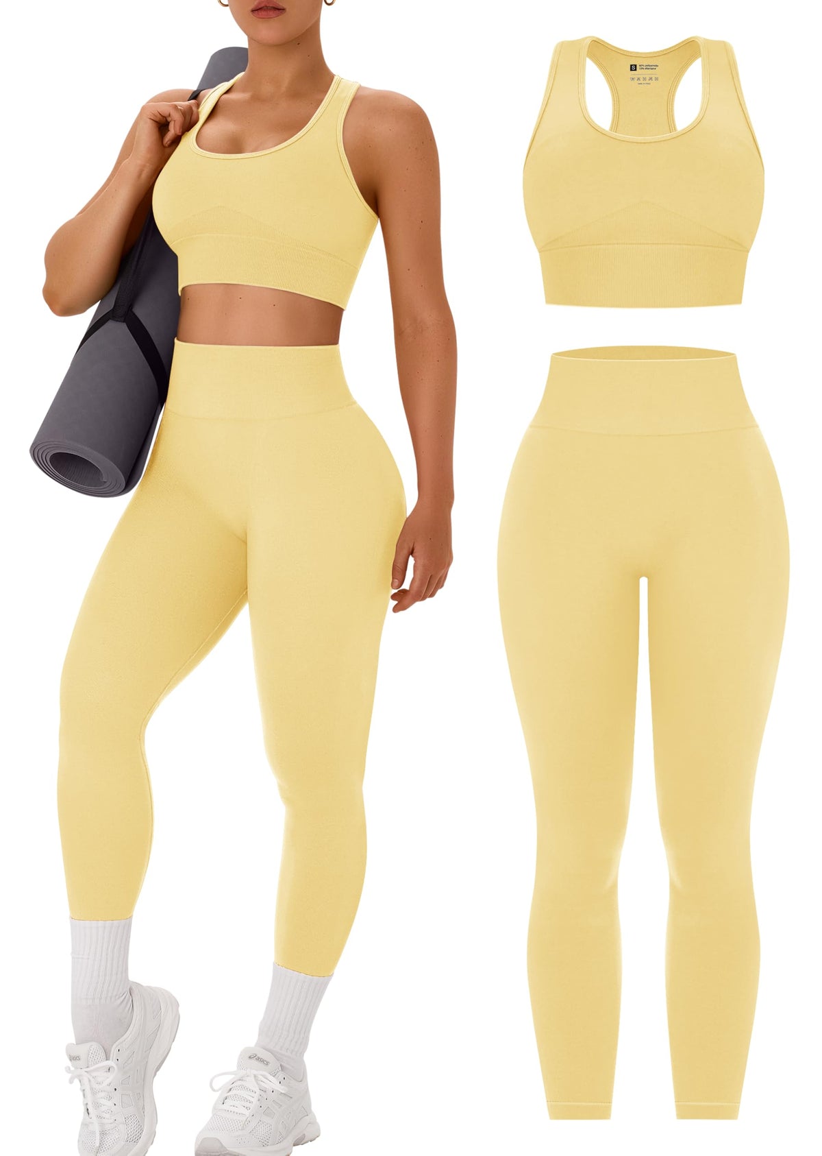 OLCHEE Womens Workout Sets 2 Piece Racerback Sports Bra High Waist Leggings