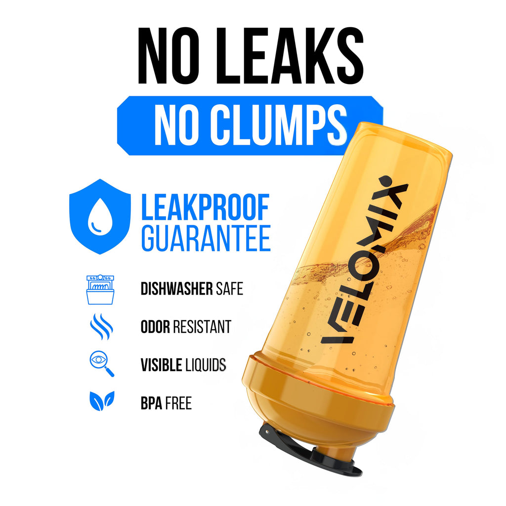 VELOMIX 2 Pack 28oz Protein Shaker Bottle for Protein Mixes, Black/Transpar