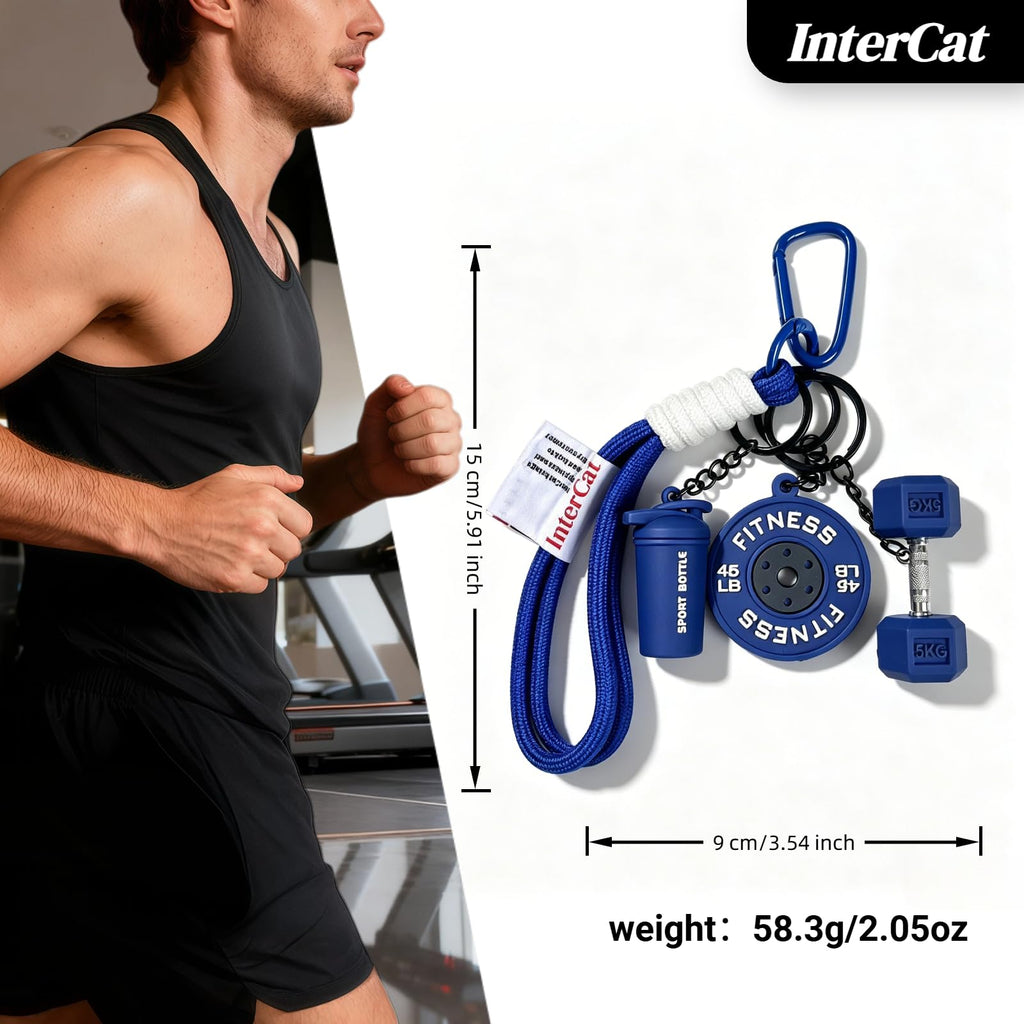InterCat Gym Keychain for Women Men, Fitness Keychain Set